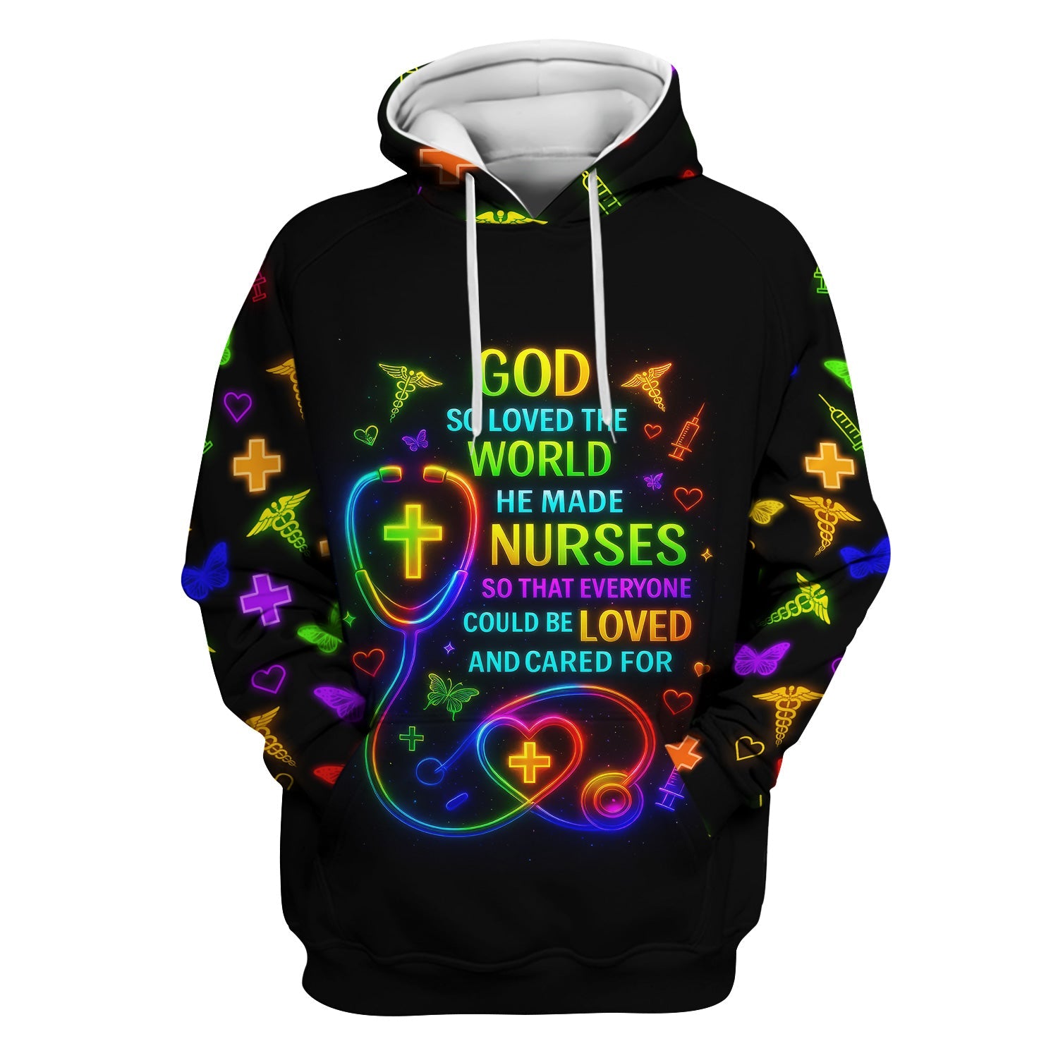 Funny Colorful Neon Nurse Shirt - God Made Nurses Inspirational Graphic Tee - Gift for Women RN LPN CNA