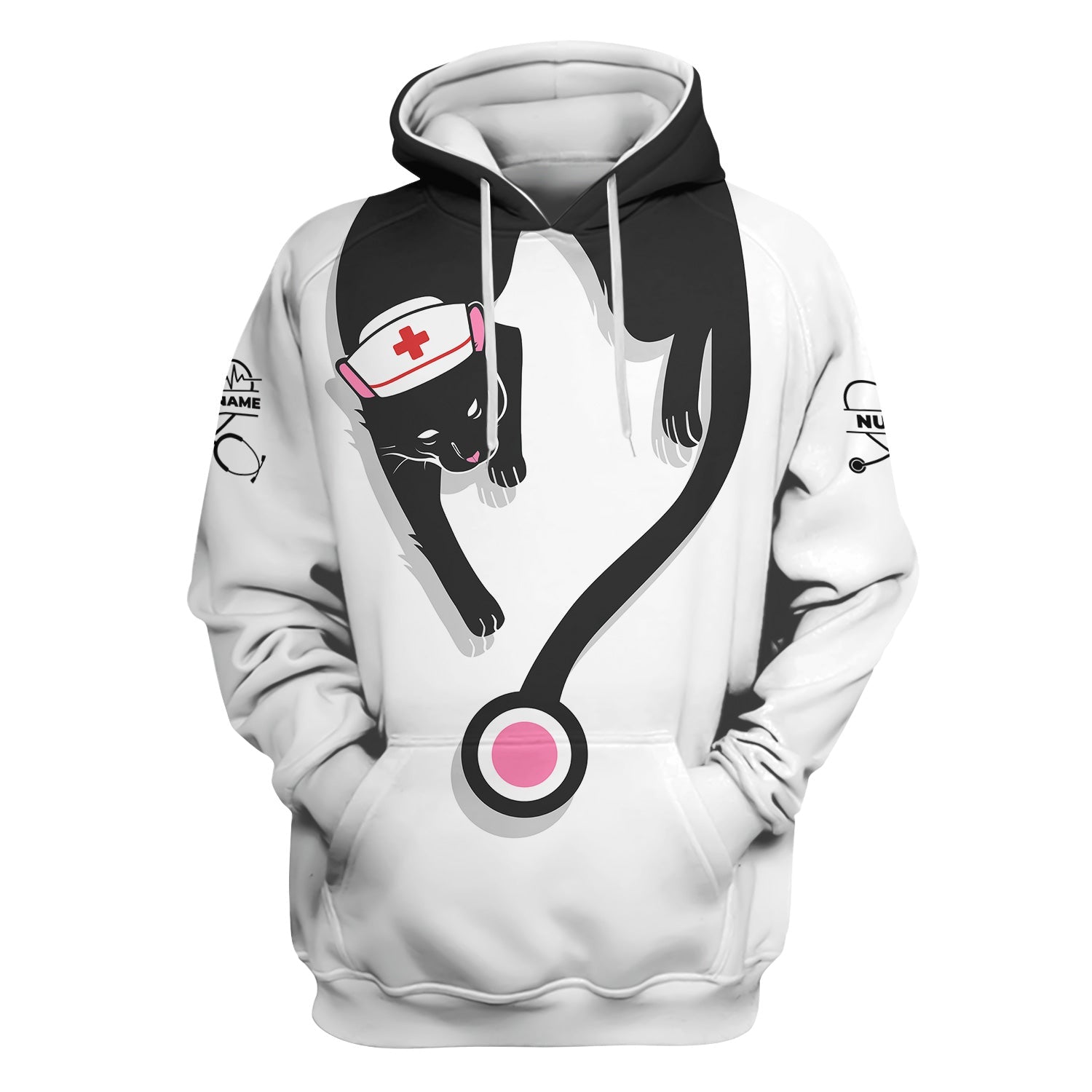 Personalized Black Cat Nurse Shirt - Funny Cat Lover Medical Tee for Women - Gift for RN LPN CNA