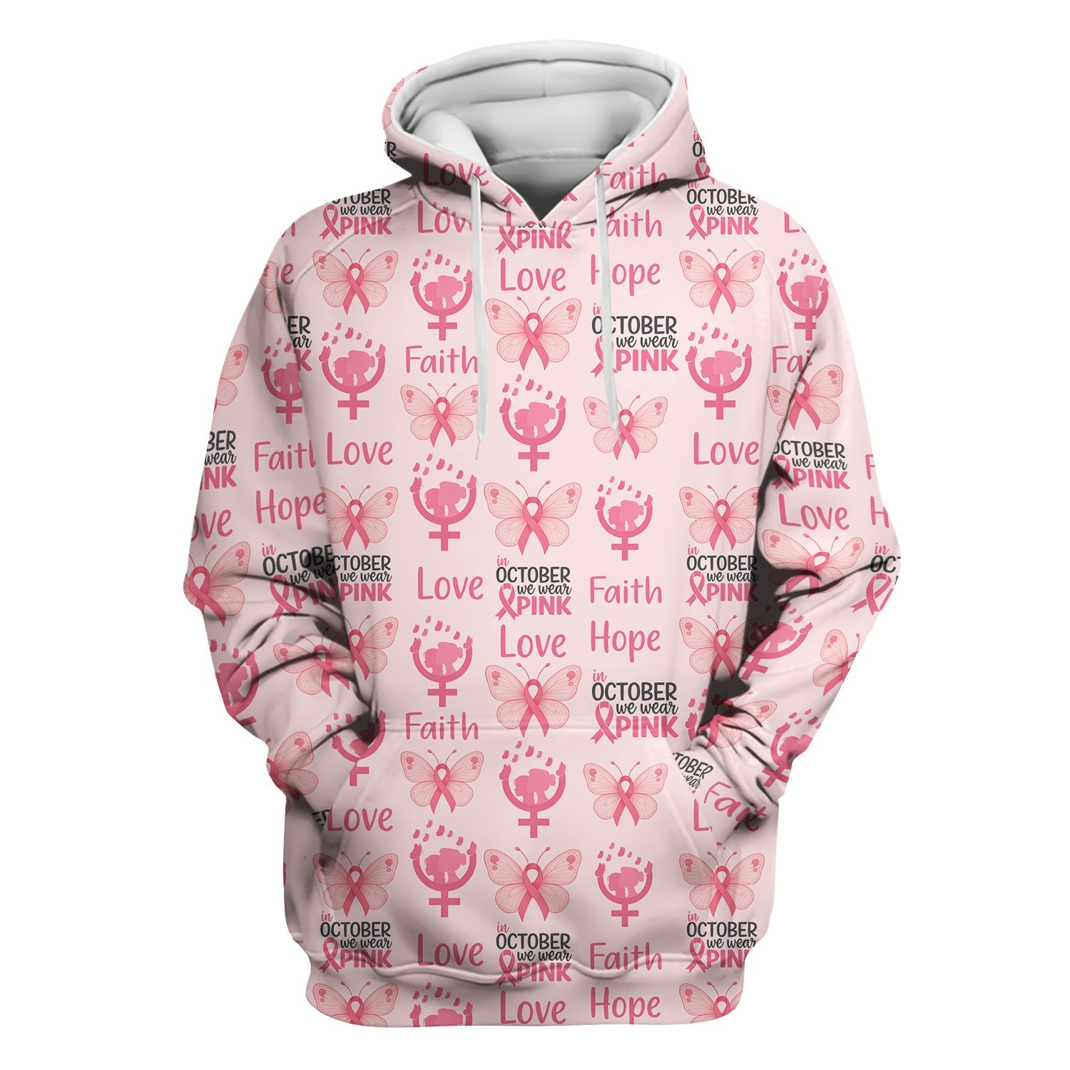 Breast Cancer Warrior Shirt - Faith Hope Love & Pink Ribbon Butterfly Design - October Gift for RN LPN CNA