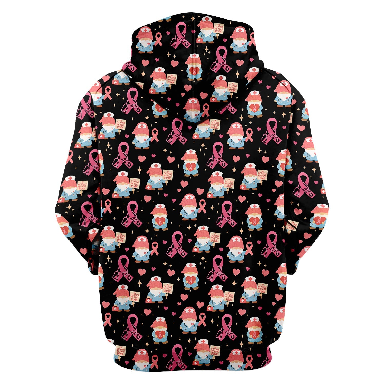 Pink Ribbon Nurse Shirt for Women - Cute Breast Cancer Awareness Gnome - Gift for Healthcare Workers RN LPN