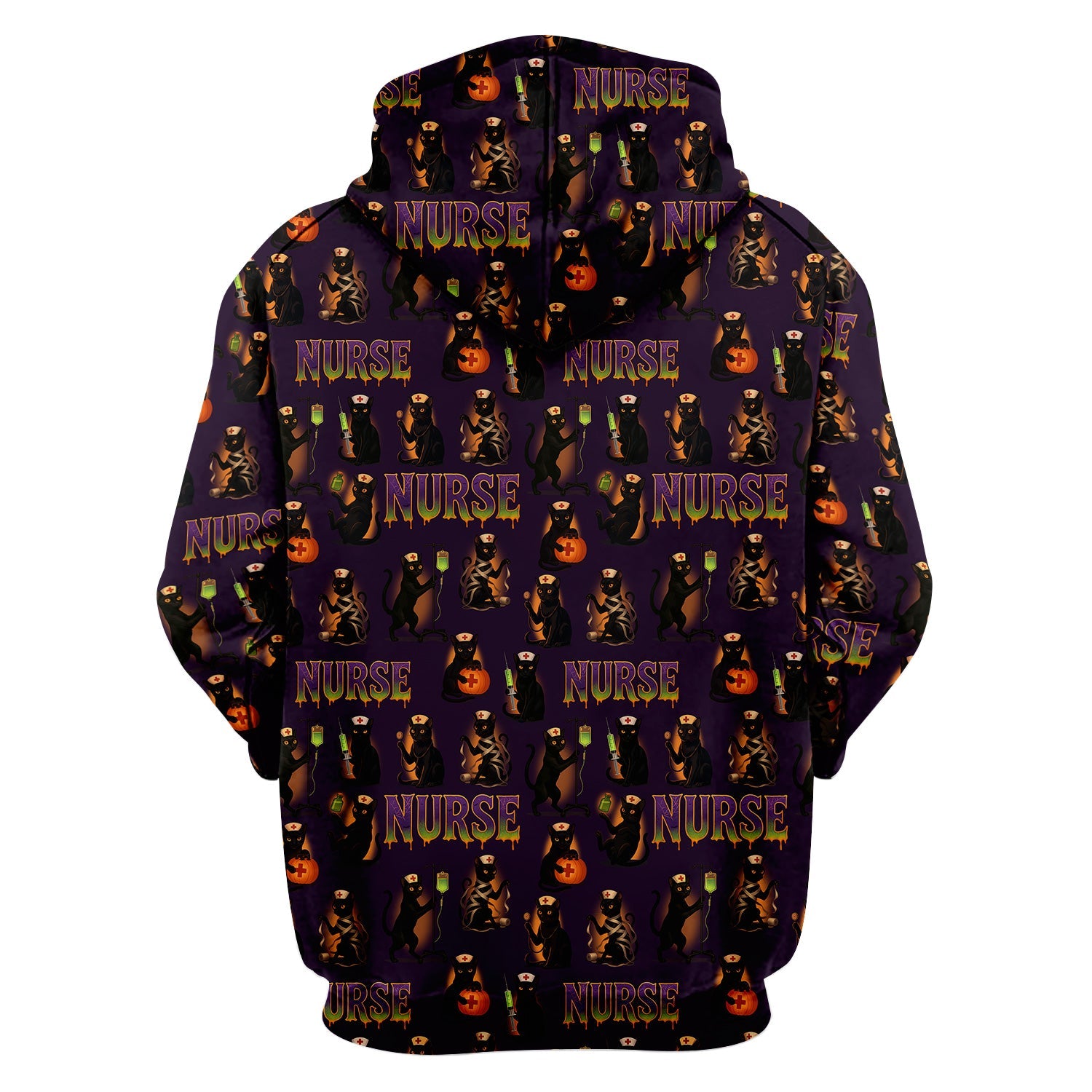 Halloween Nurse Shirt for Women - Black Cat with Pumpkin & IV Bag Design - Spooky Gift for RN LPN CNA