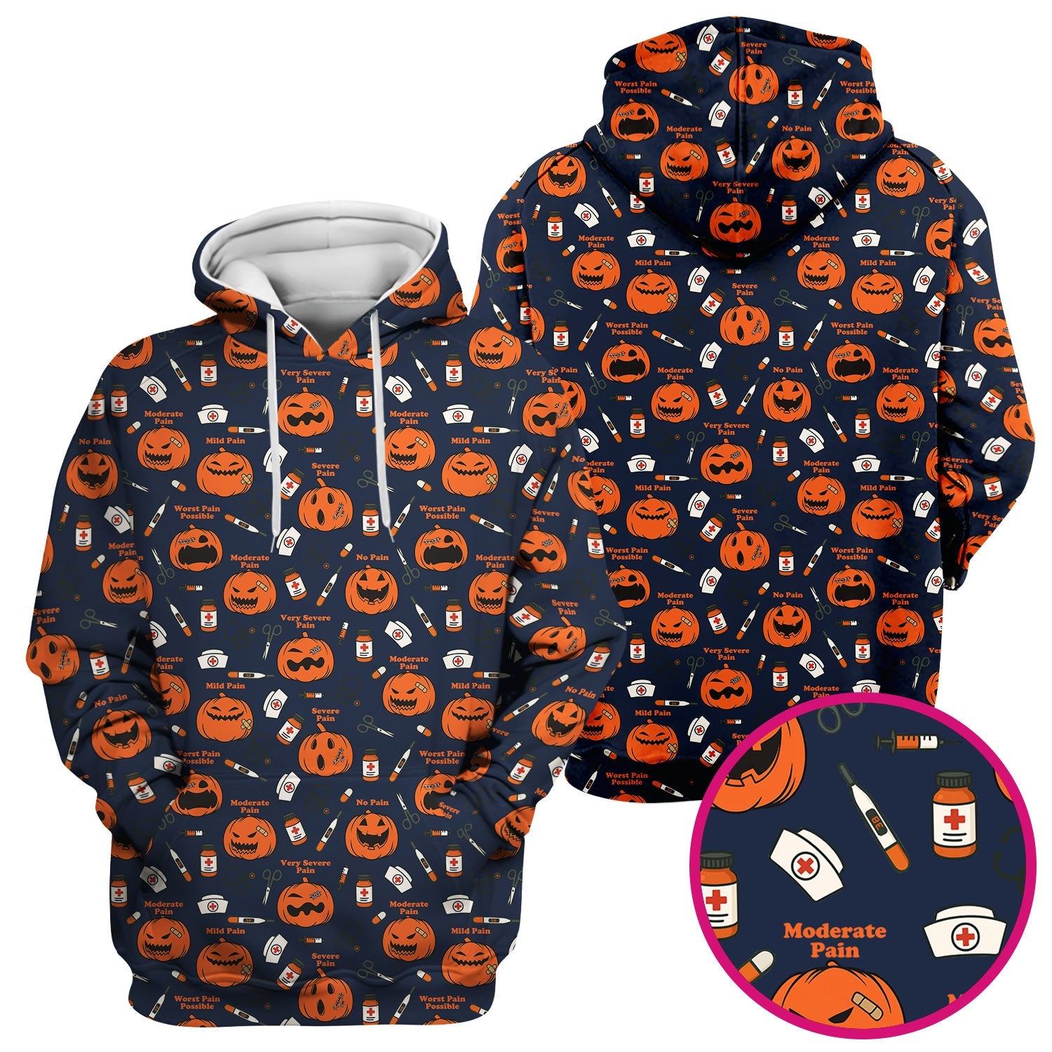 Pumpkin Pain Scale Shirt for Nurse - Halloween Nurse Medical Graphic Tee - Spooky Gift for RN LPN CNA