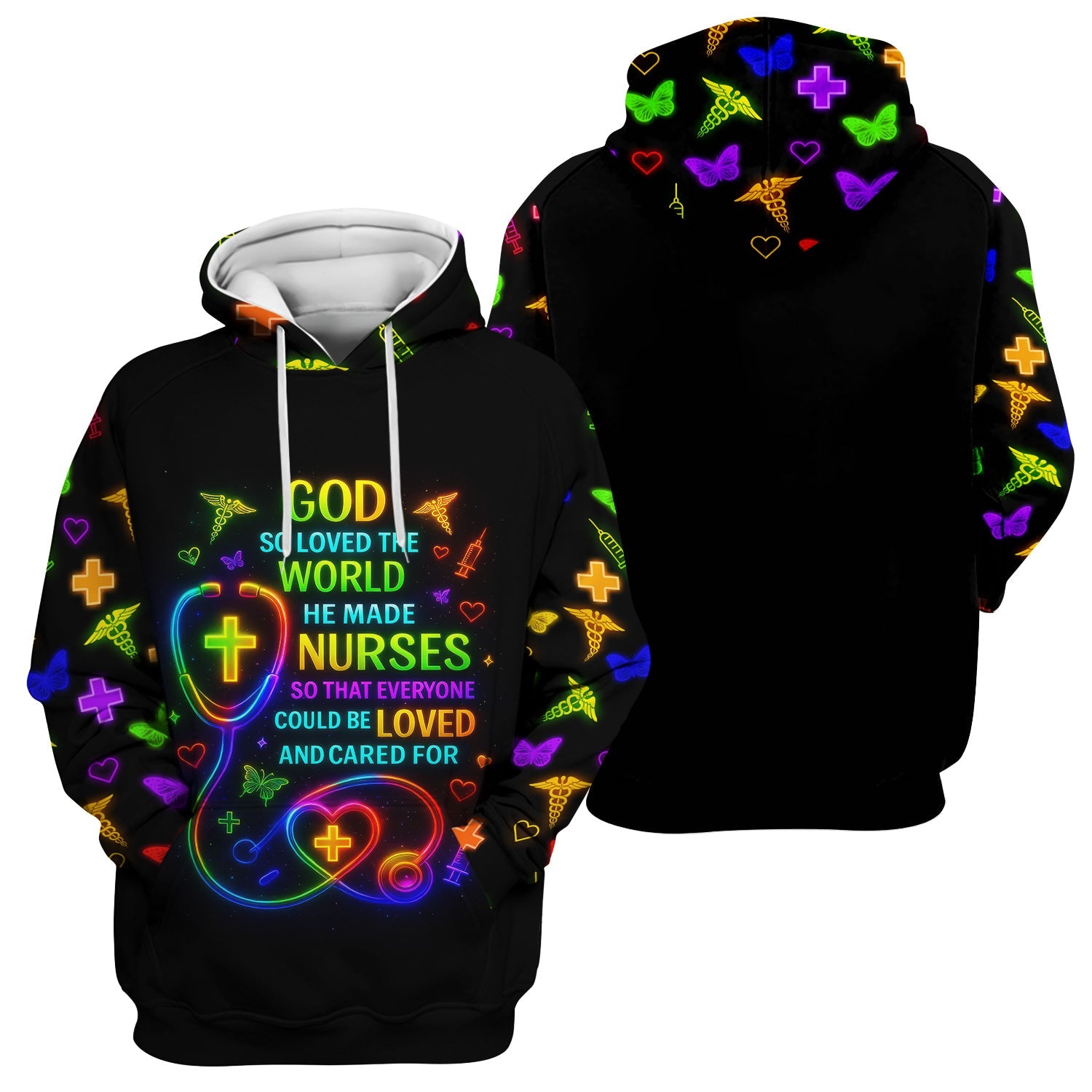Funny Colorful Neon Nurse Shirt - God Made Nurses Inspirational Graphic Tee - Gift for Women RN LPN CNA
