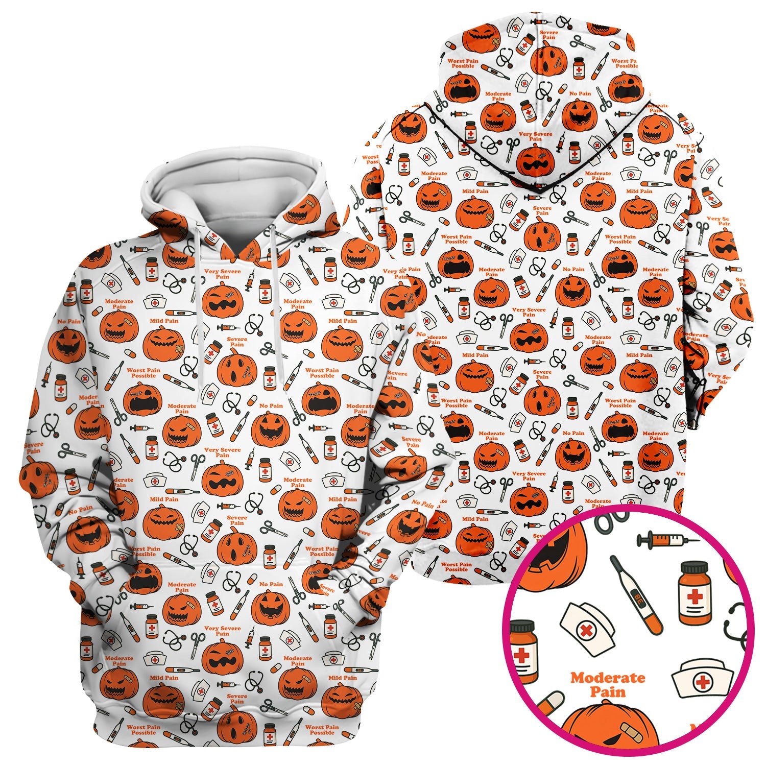 Pumpkin Pain Scale Shirt for Nurse - Halloween Nurse Medical Graphic Tee - Spooky Gift for RN LPN CNA