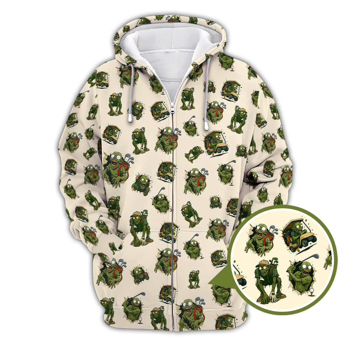Halloween Golf Shirt For Golfer, Pattern Golf Shirt, Funny Zombie Golf Polo For Men