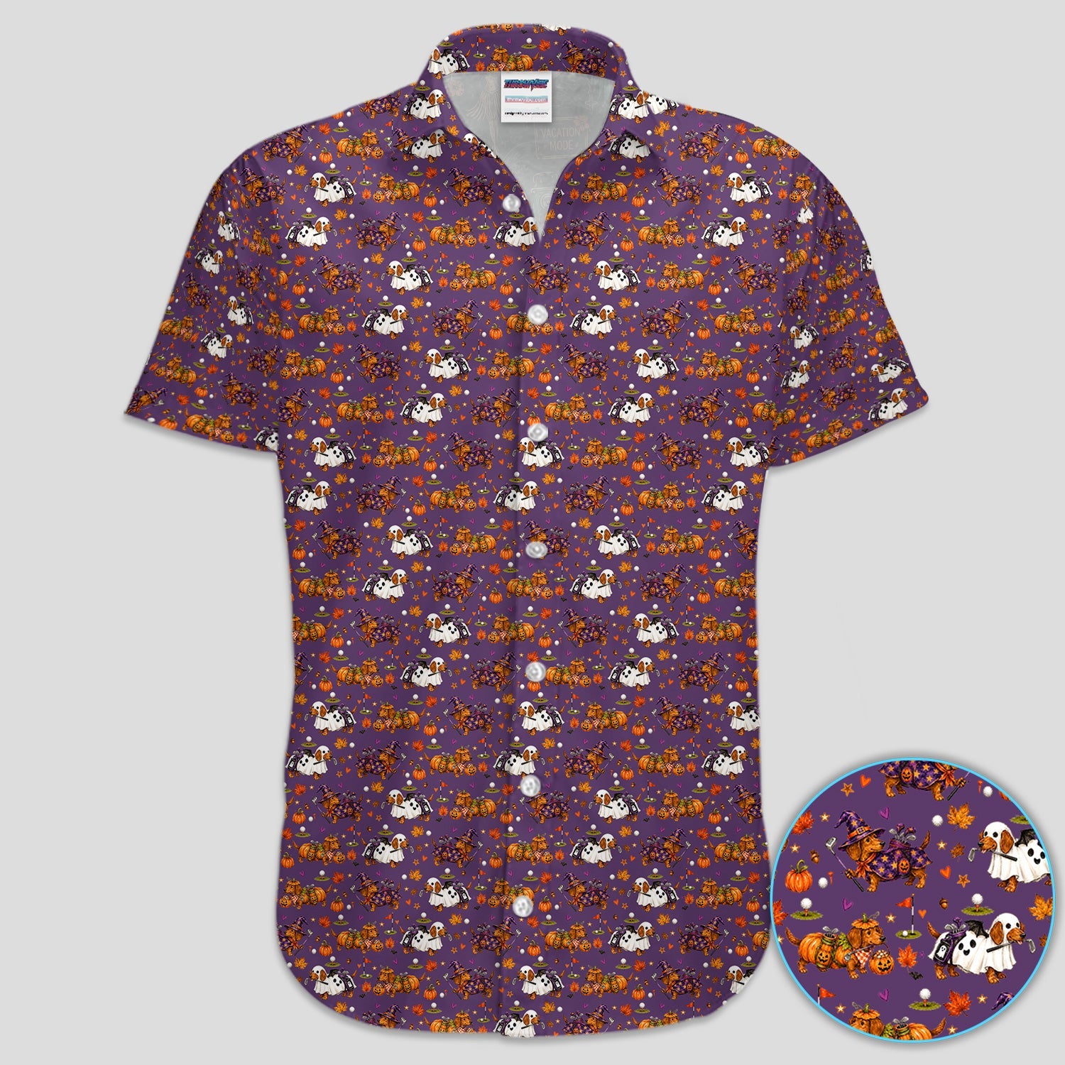 Halloween Dachshund Golf Polo Shirt for Men – Funny Spooky Wiener Dog Golfer Polo
