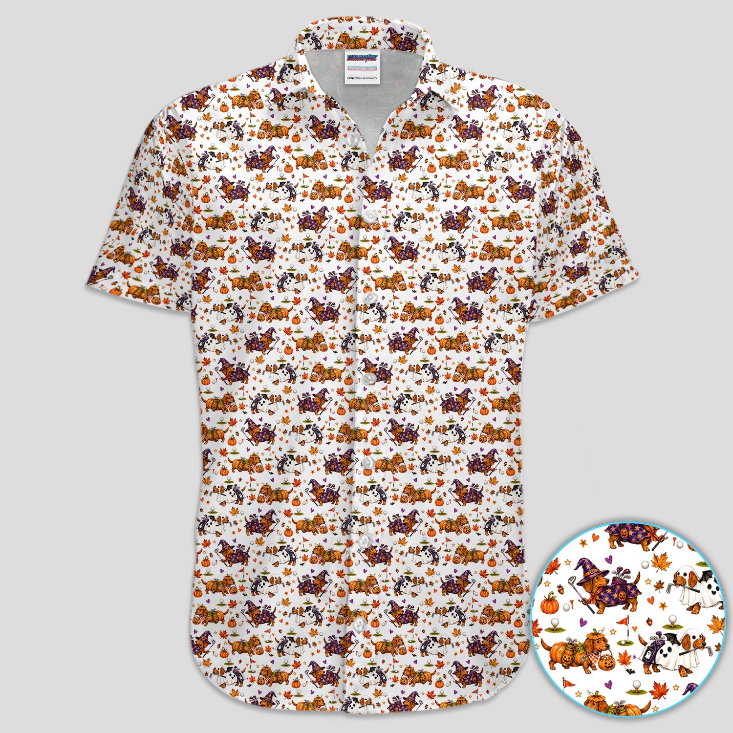 Halloween Dachshund Golf Polo Shirt for Women – Funny Spooky Wiener Dog Golfer Polo
