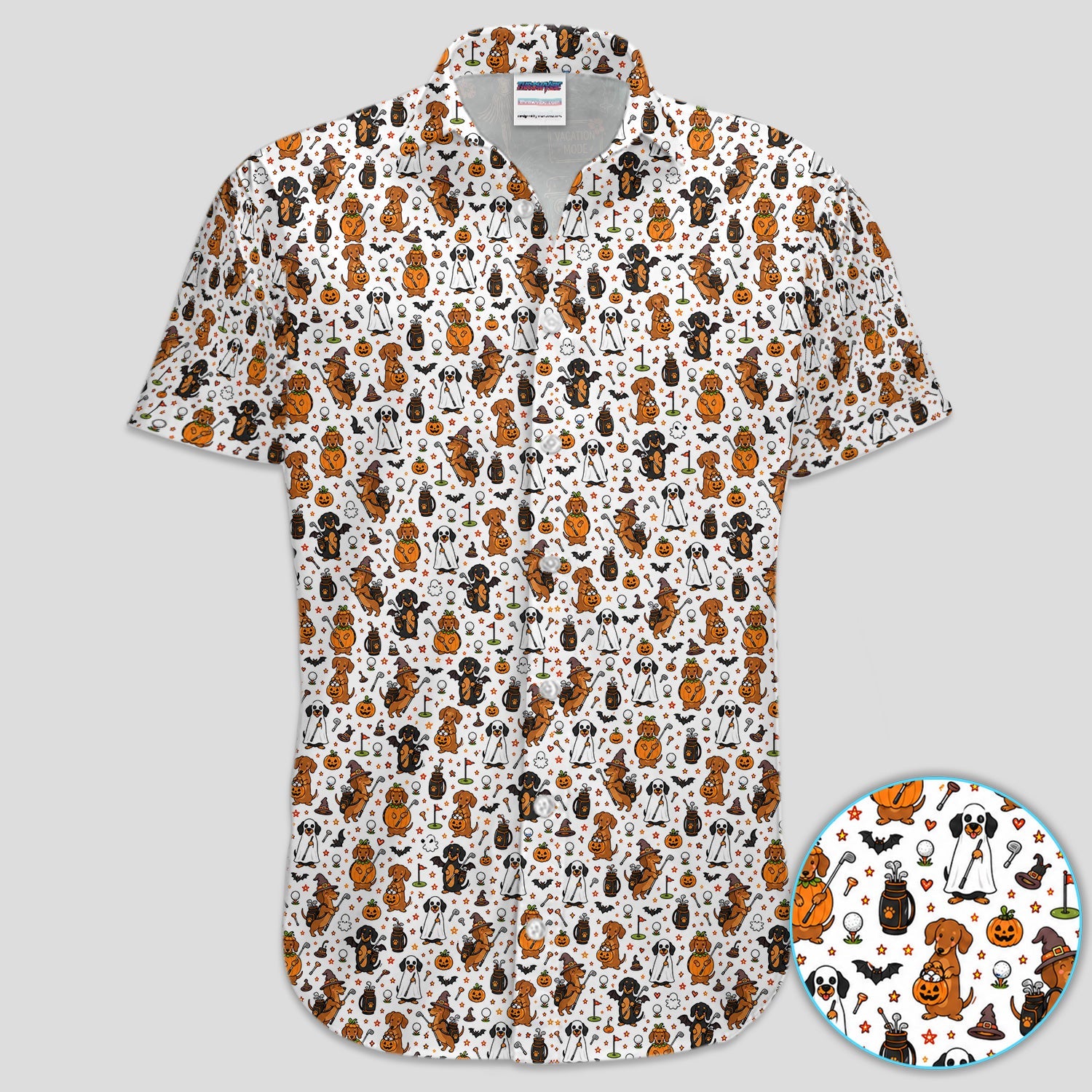 Halloween Dog Golf Polo Shirt for Women– Funny Spooky Golfer Pattern Polo