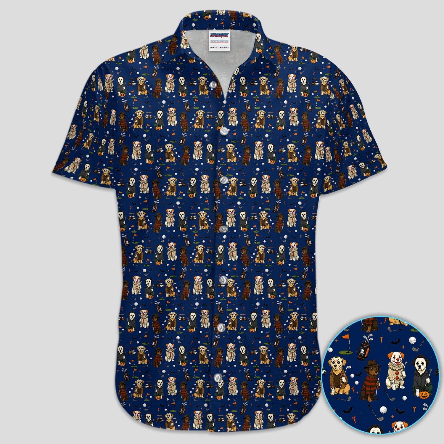 Funny Horror Dog Halloween Golf Pattern Shirt, Spooky Dog Golf Polo For Women, Halloween Golfer Gift