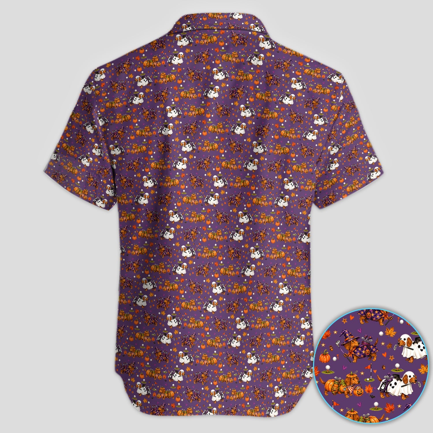 Halloween Dachshund Golf Polo Shirt for Men – Funny Spooky Wiener Dog Golfer Polo