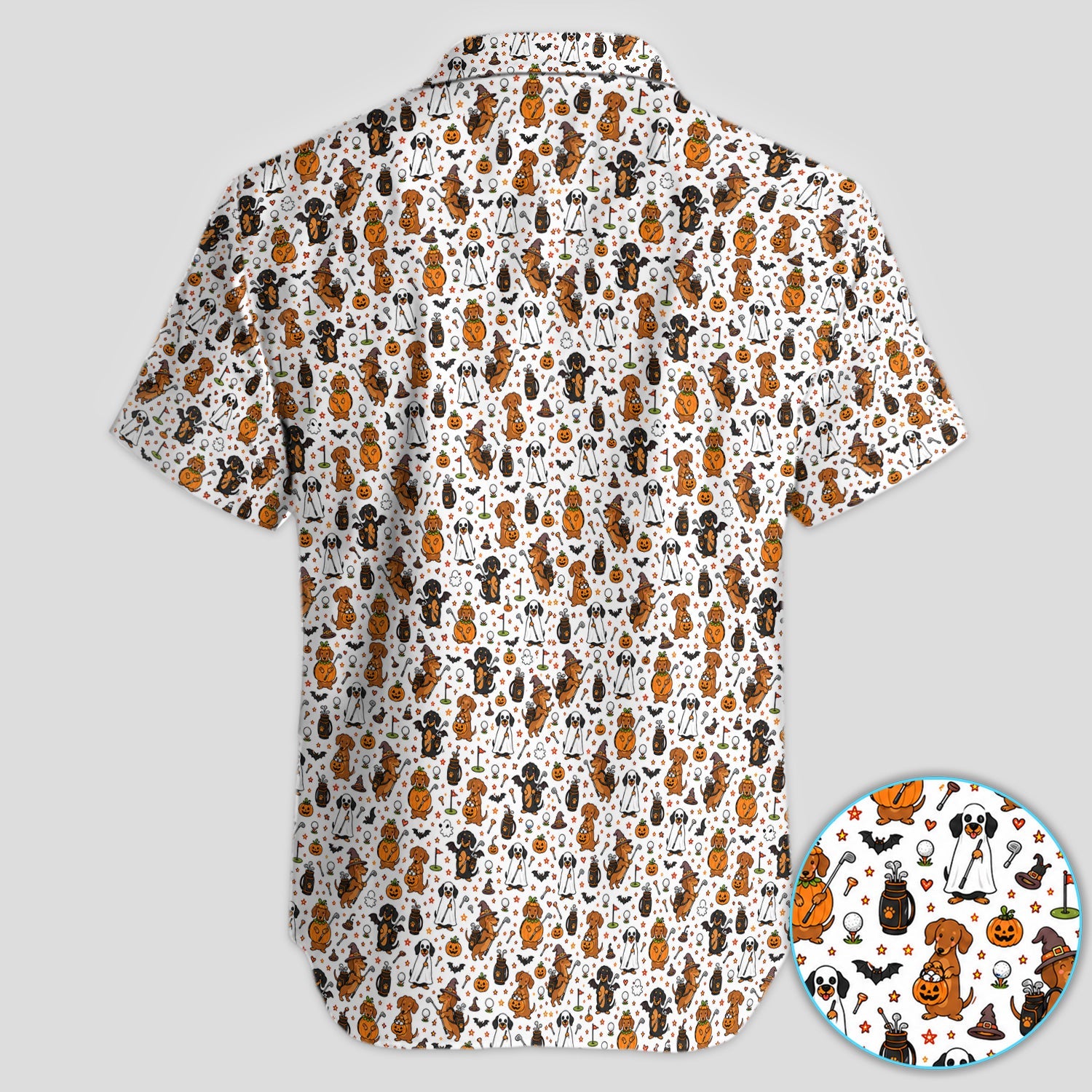 Halloween Dog Golf Polo Shirt for Men – Funny Spooky Golfer Pattern Polo
