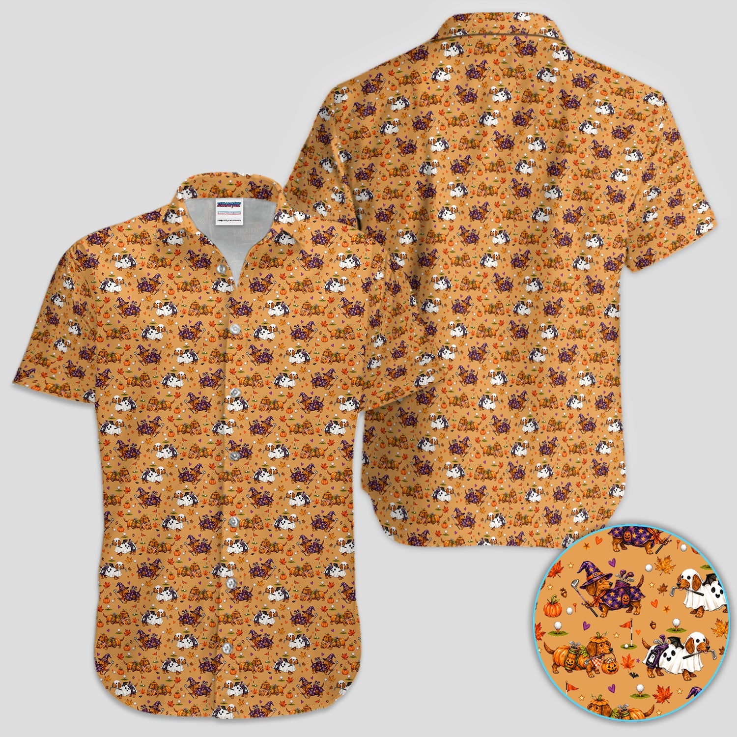 Halloween Dachshund Golf Polo Shirt for Women – Funny Spooky Wiener Dog Golfer Polo