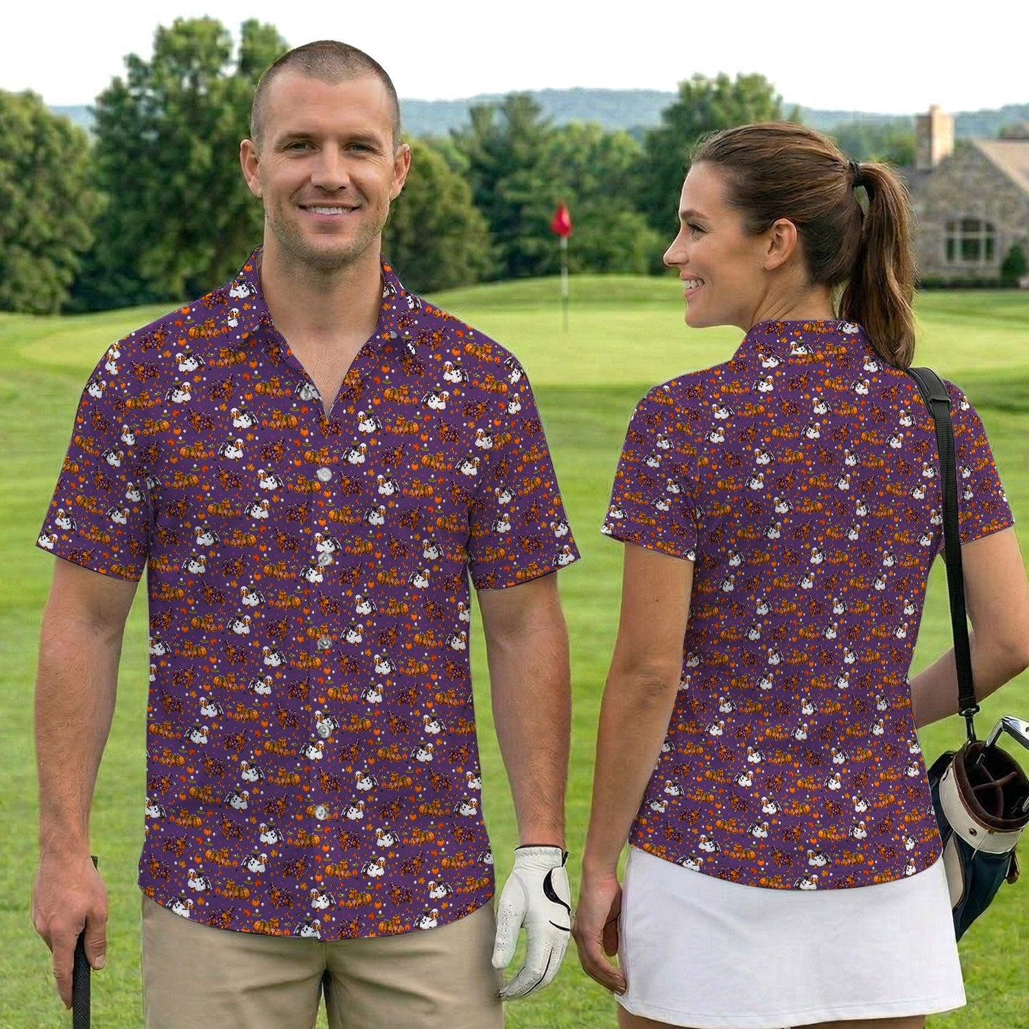 Halloween Dachshund Golf Polo Shirt for Women – Funny Spooky Wiener Dog Golfer Polo