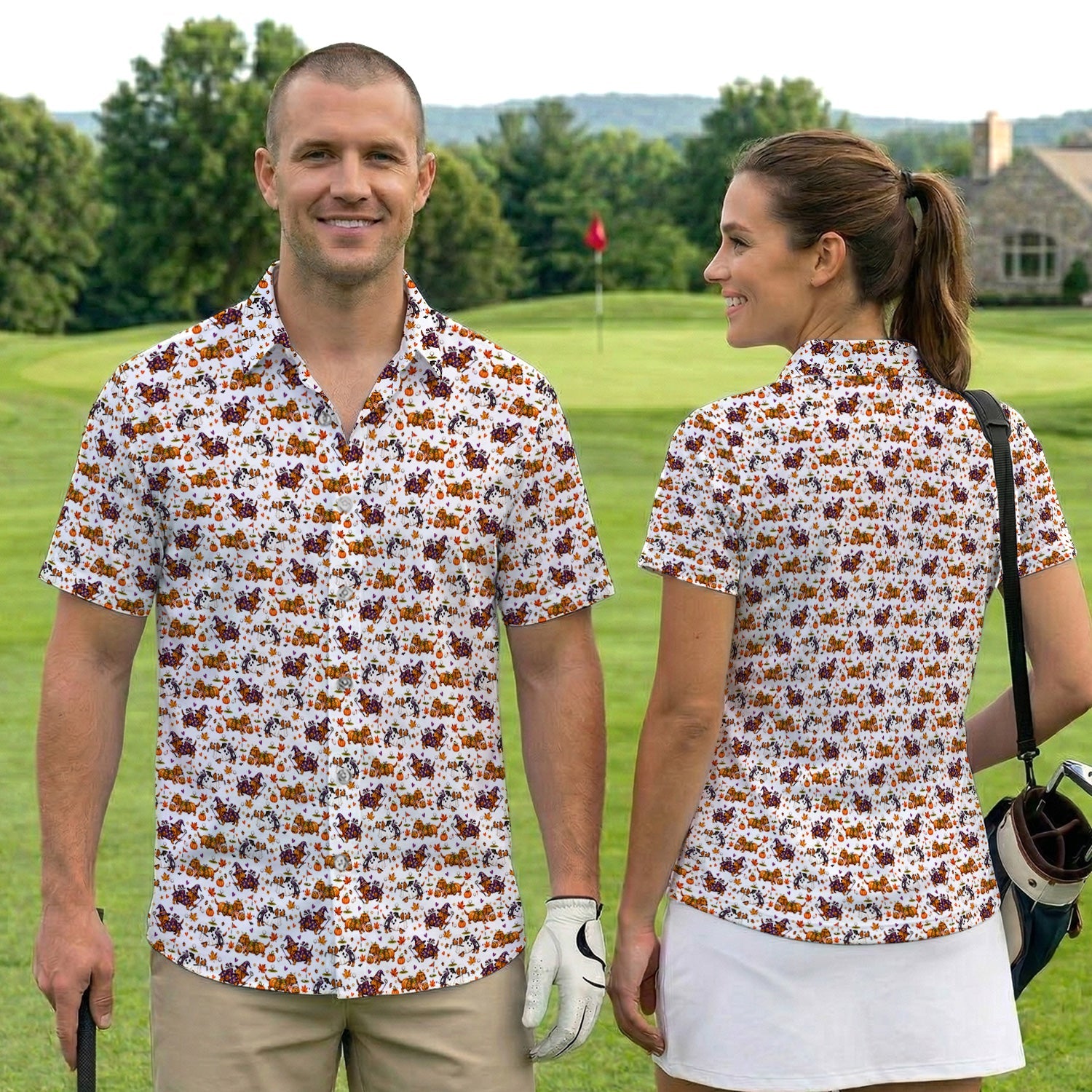 Halloween Dachshund Golf Polo Shirt for Women – Funny Spooky Wiener Dog Golfer Polo