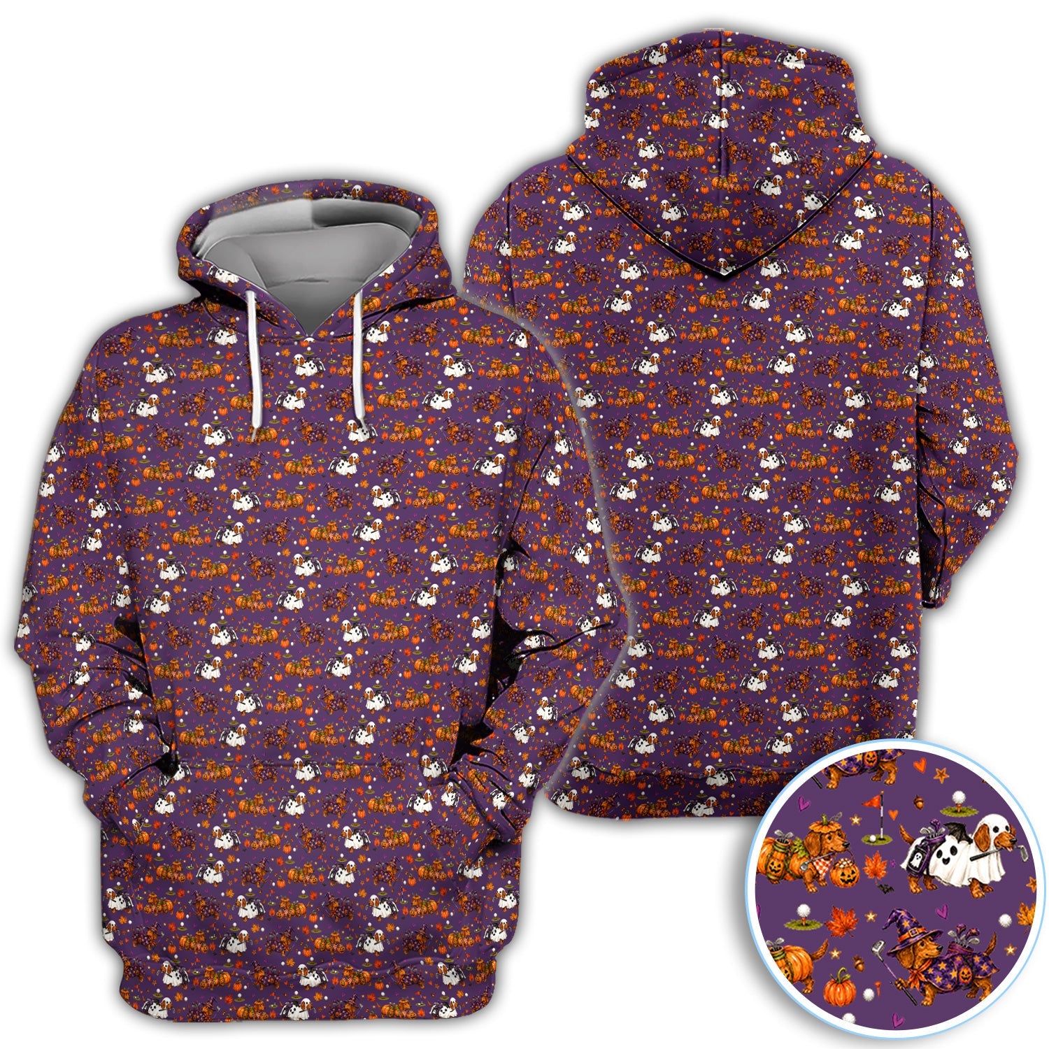 Halloween Dachshund Golf Polo Shirt for Women – Funny Spooky Wiener Dog Golfer Polo