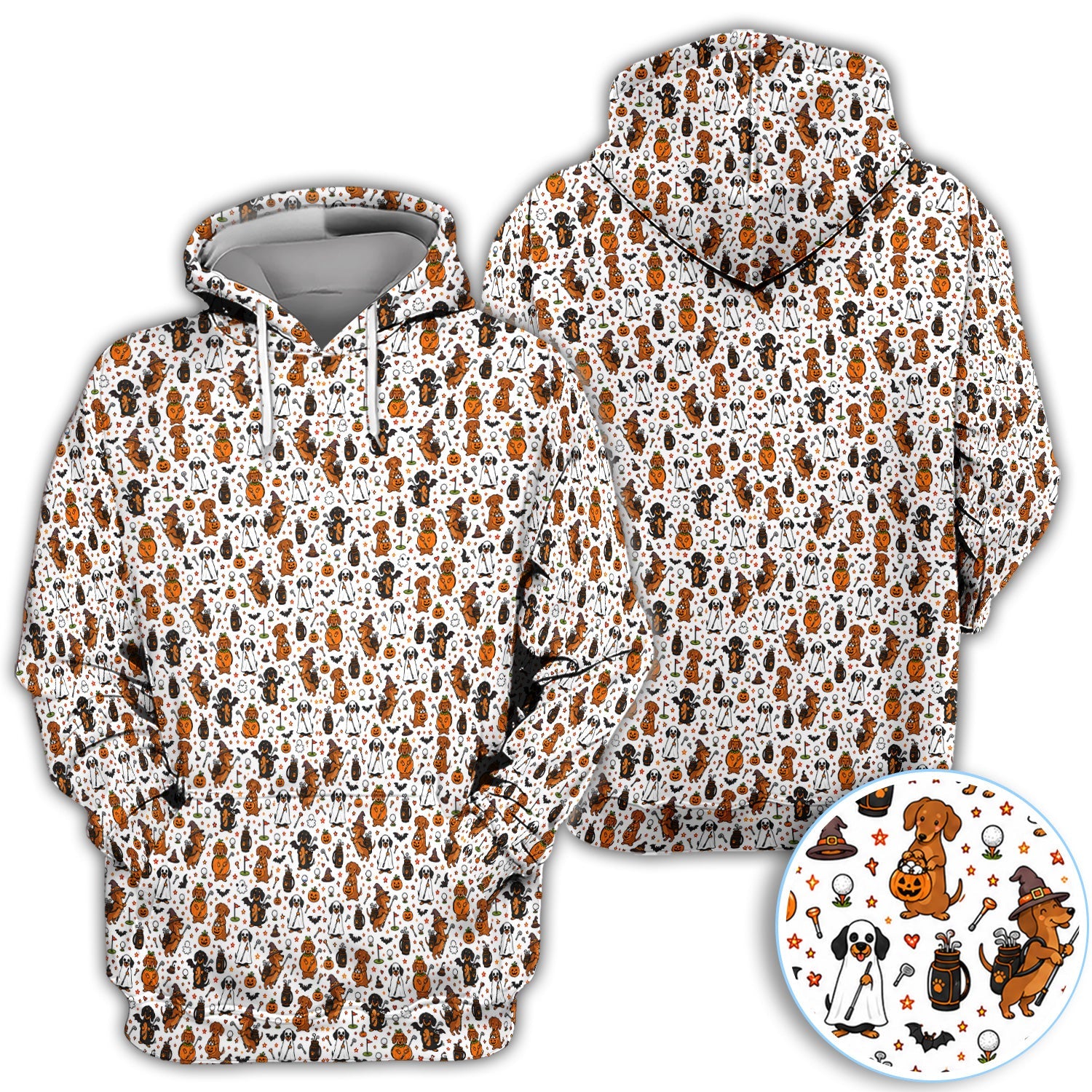 Halloween Dog Golf Polo Shirt for Women– Funny Spooky Golfer Pattern Polo