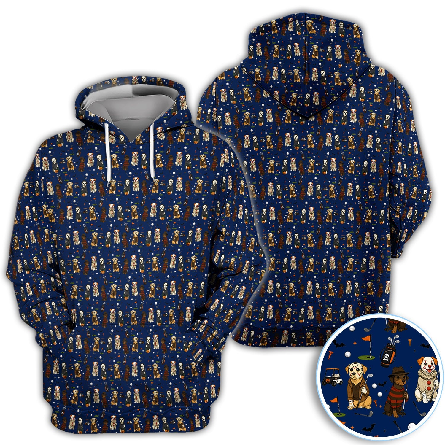 Funny Horror Dog Halloween Golf Pattern Shirt, Spooky Dog Golf Polo For Women, Halloween Golfer Gift