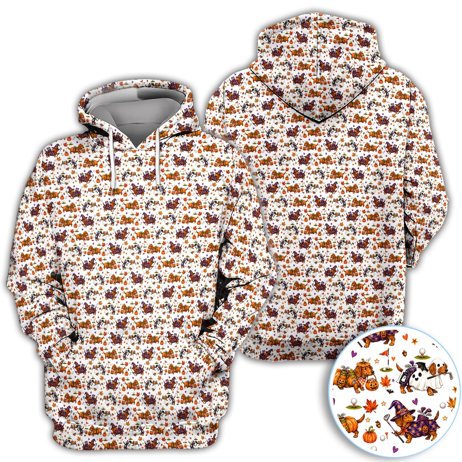 Halloween Dachshund Golf Polo Shirt for Women – Funny Spooky Wiener Dog Golfer Polo