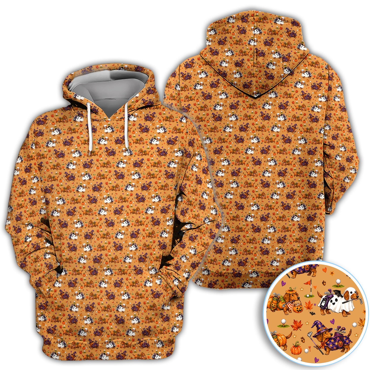 Halloween Dachshund Golf Polo Shirt for Women – Funny Spooky Wiener Dog Golfer Polo