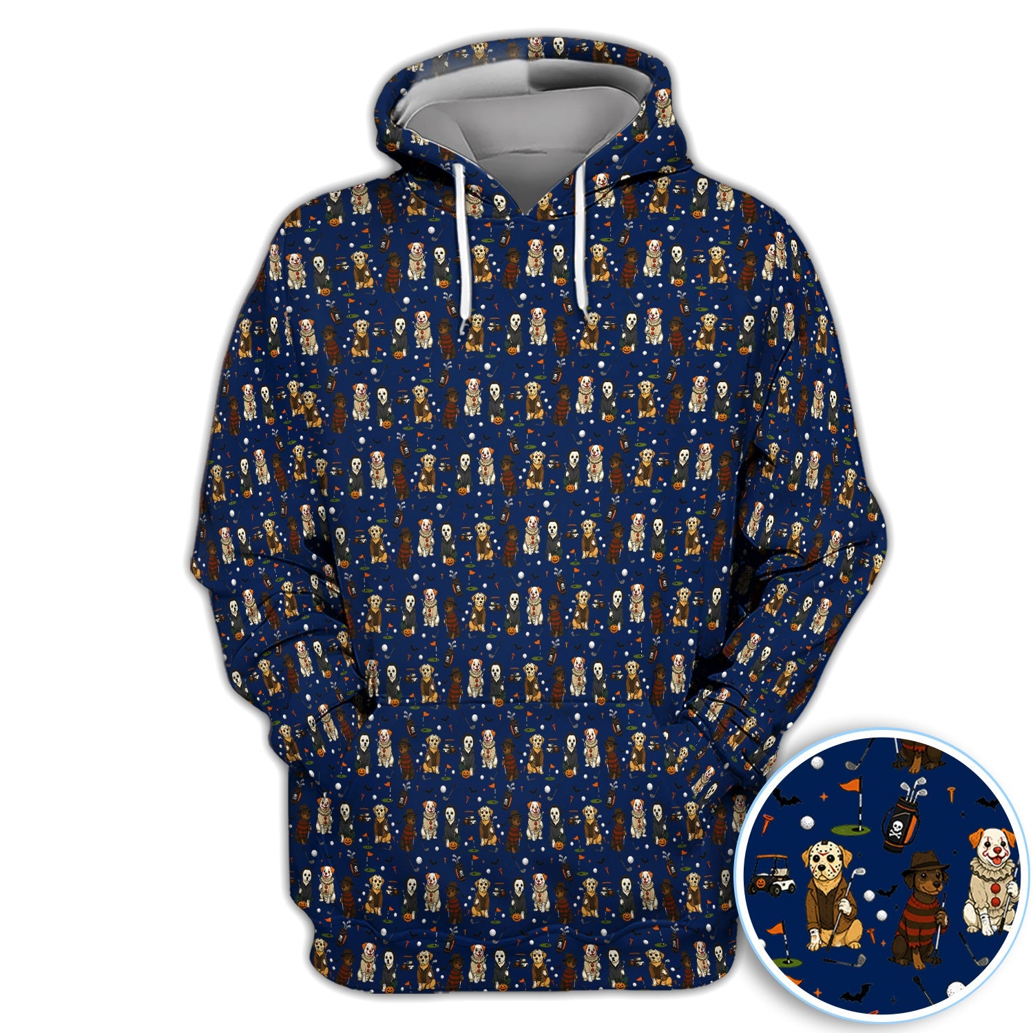 Funny Horror Dog Halloween Golf Pattern Shirt, Spooky Dog Golf Polo For Women, Halloween Golfer Gift