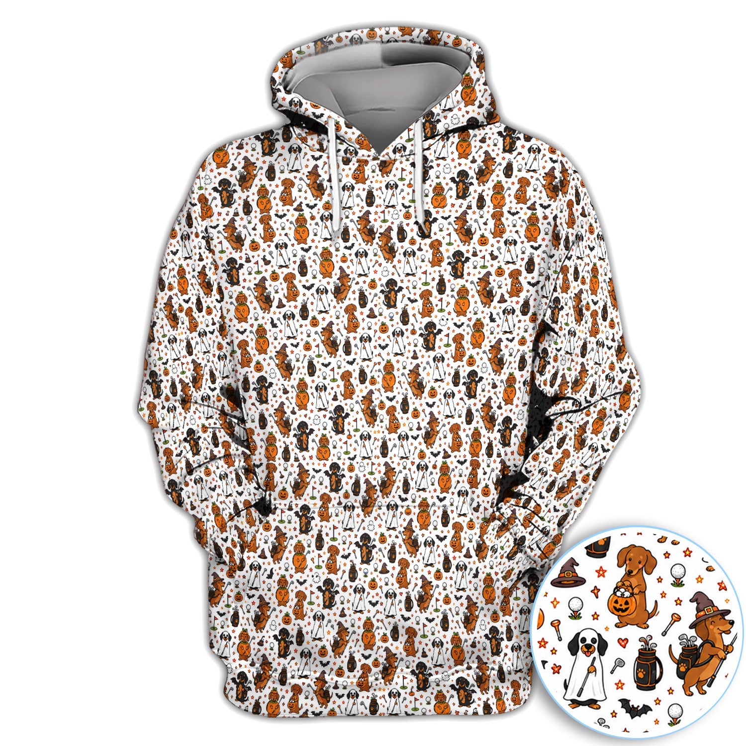 Halloween Dog Golf Polo Shirt for Women– Funny Spooky Golfer Pattern Polo