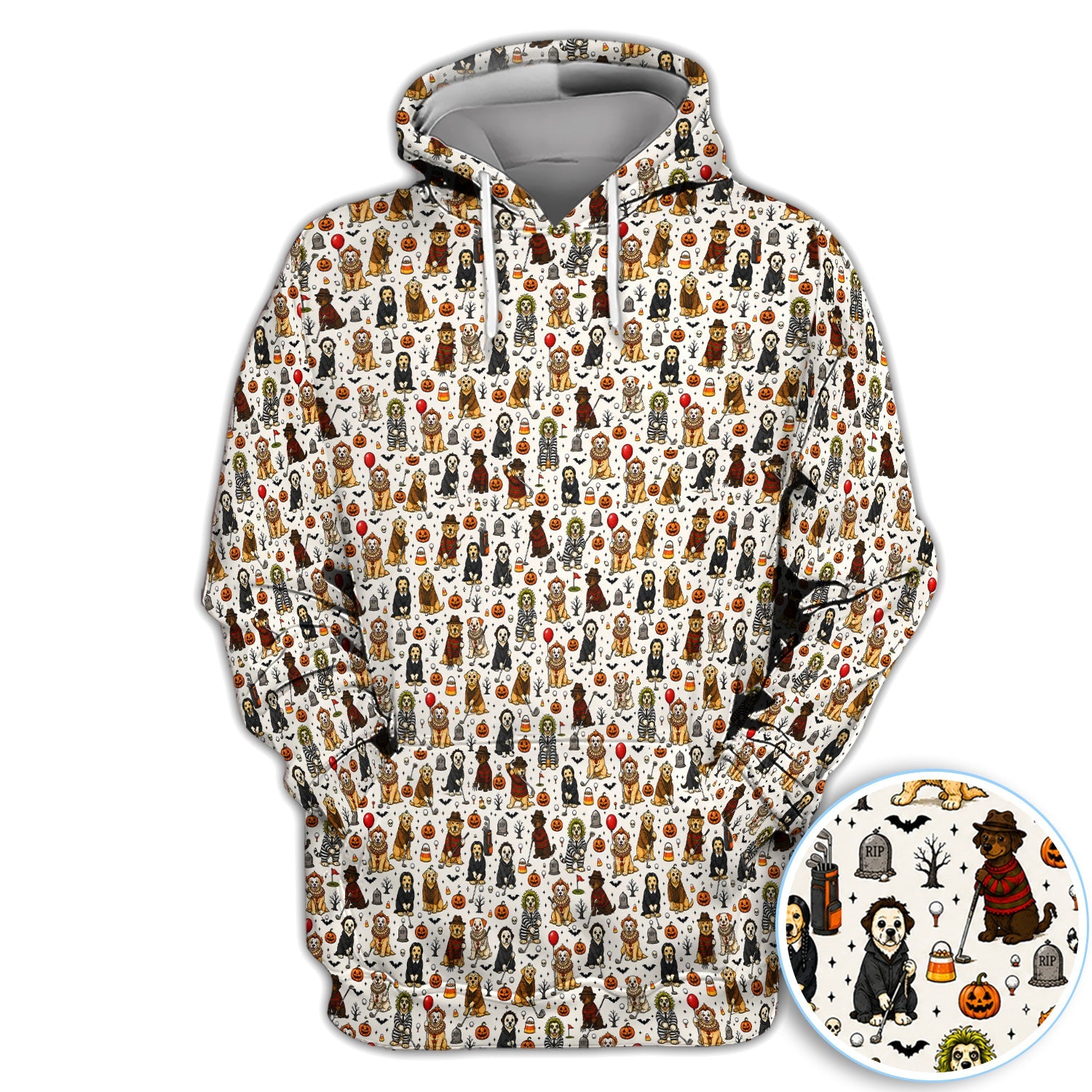 Funny Horror Dog Halloween Golf Pattern Shirt, Spooky Movie Dog Golf Shirt For Women, Halloween Golf Gift