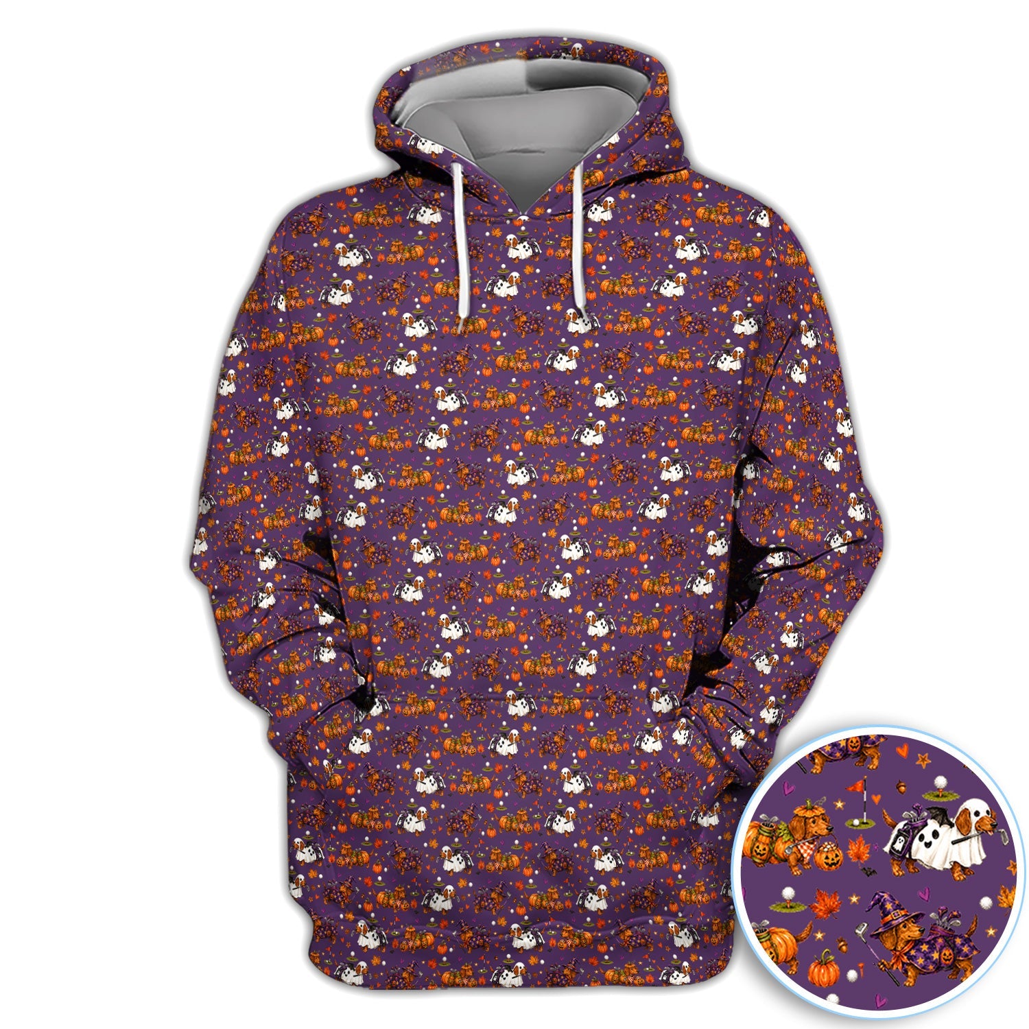 Halloween Dachshund Golf Polo Shirt for Women – Funny Spooky Wiener Dog Golfer Polo