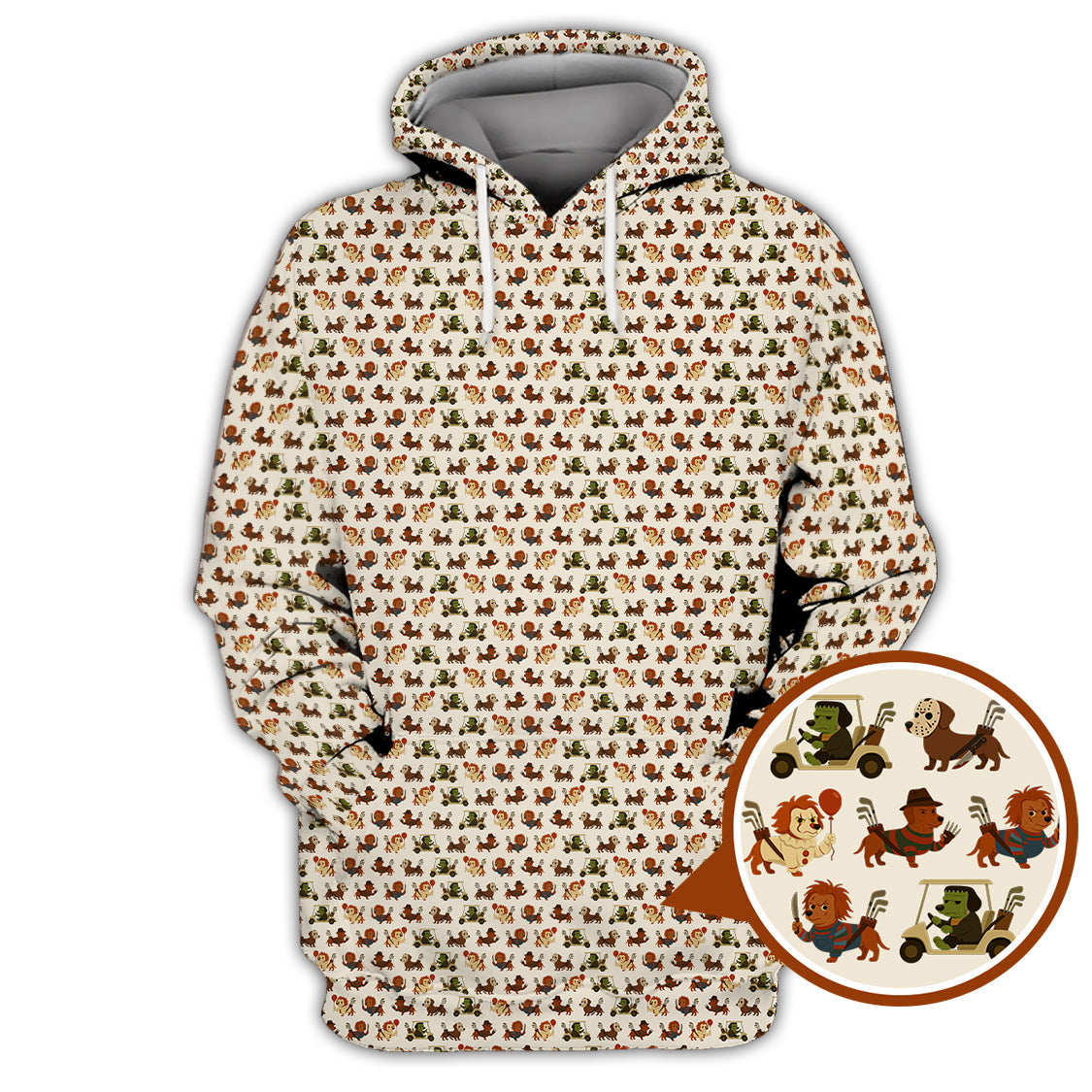 Dachshund Golf Shirt, Pattern Golf Shirt, Halloween Golf Shirt For Men, Funny Golf Shirt For Golfer