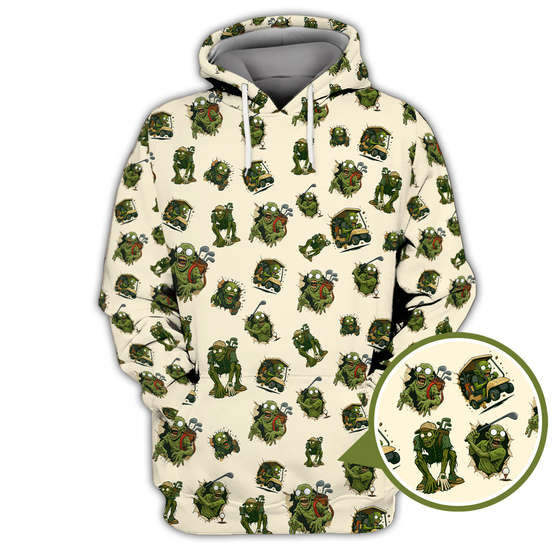 Halloween Golf Shirt For Golfer, Pattern Golf Shirt, Funny Zombie Golf Polo For Men