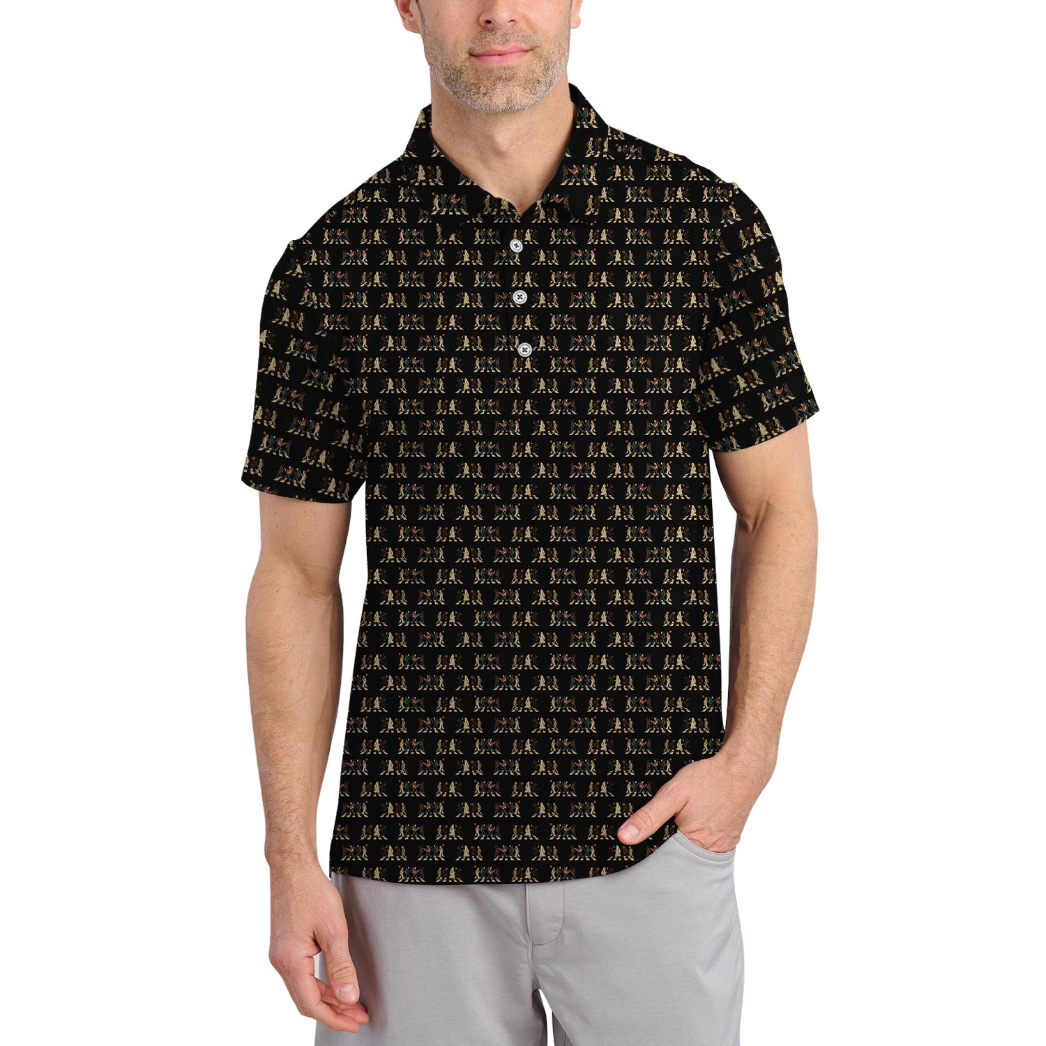 Halloween Golf Shirt For Golfer, Horror Pattern Golf Shirt, Golf Gift For Men