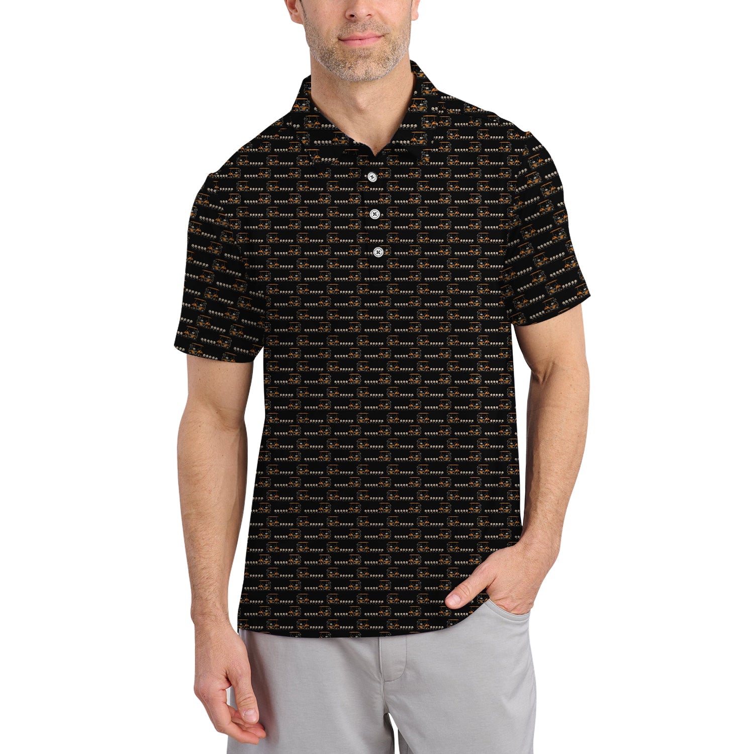 Crazy Pattern Golf Shirt, Halloween Golf Shirt For Golfer, Funny Golf Shirt For Men