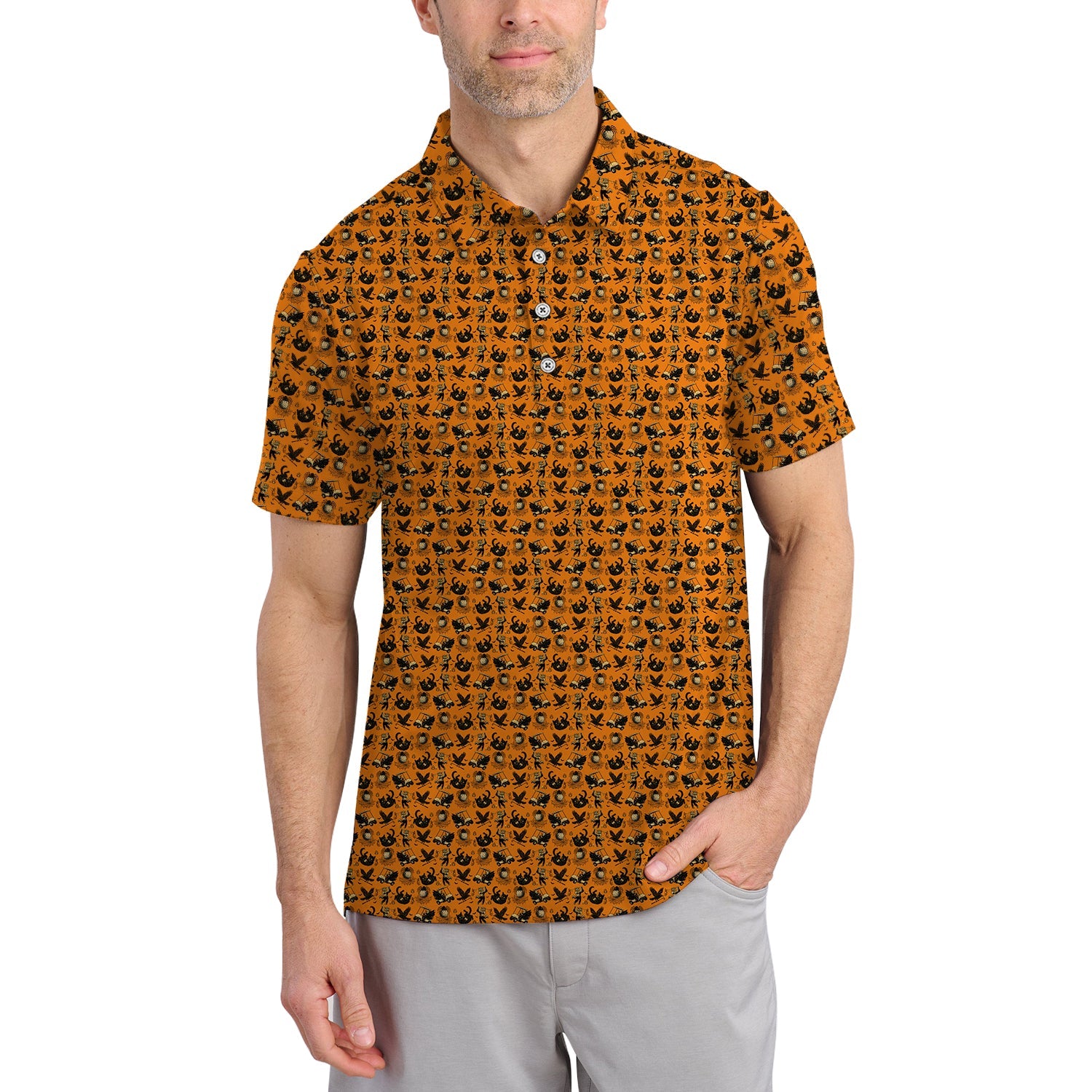 Funny Pattern Golf Shirt, Halloween Golf Shirt For Golfer, Golf Gift For Men