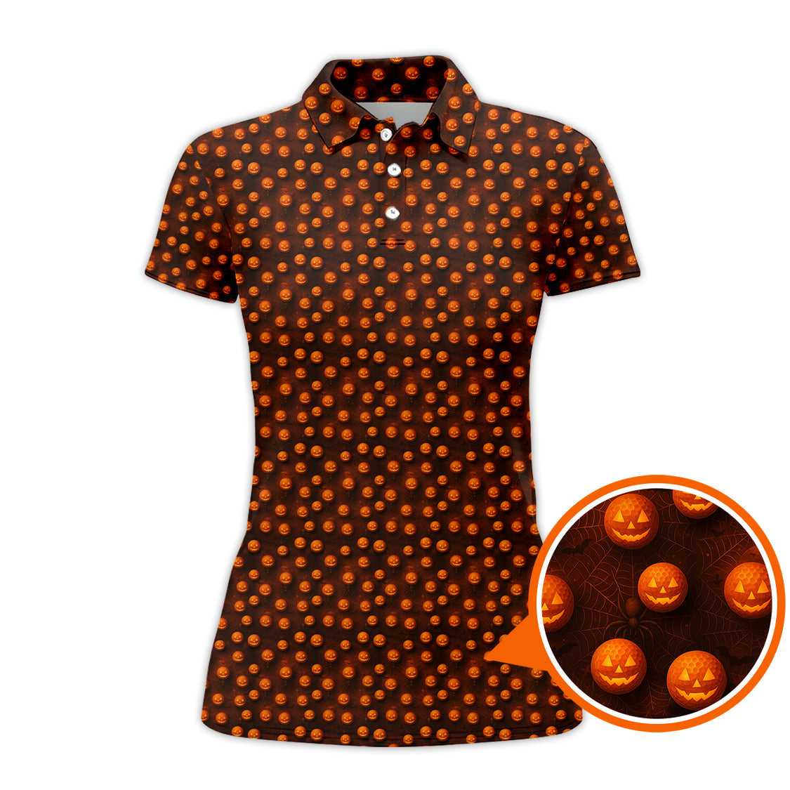 Pumpkin Pattern Golf Shirt For Men, Halloween Golf Shirt, Funny Halloween Golf Polos For Golfer