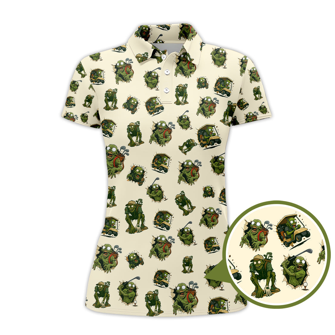 Halloween Golf Shirt For Golfer, Pattern Golf Shirt, Funny Zombie Golf Polo For Men