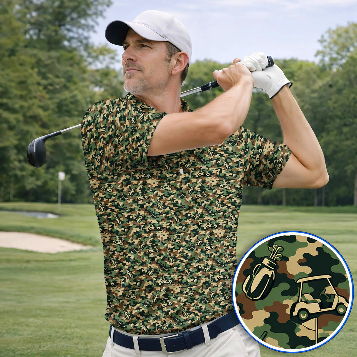 Veteran Golf Polos, Camo Pattern Golf Shirt, Crazy Golf Gift For Golfers