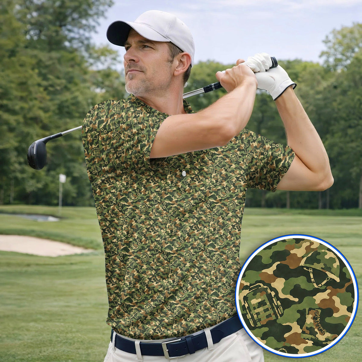 Veteran Camo Golf Shirt, Army Camouflage Golf Polos, Golf Gift For Golfers