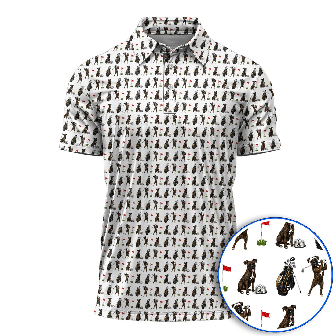 Brindle Boxer Dog Golf Polos, Funny Pattern Golf Shirt, Golf Dad Gift