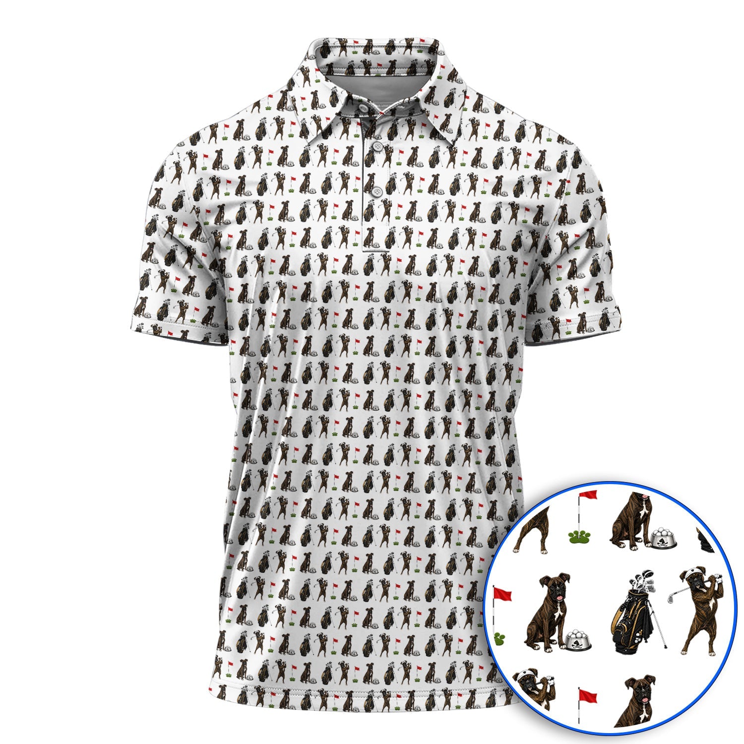 Brindle Boxer Dog Golf Polos, Funny Pattern Golf Shirt, Golf Dad Gift