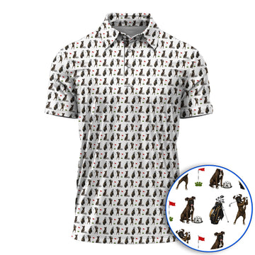 Brindle Boxer Dog Golf Polos, Funny Pattern Golf Shirt, Golf Dad Gift