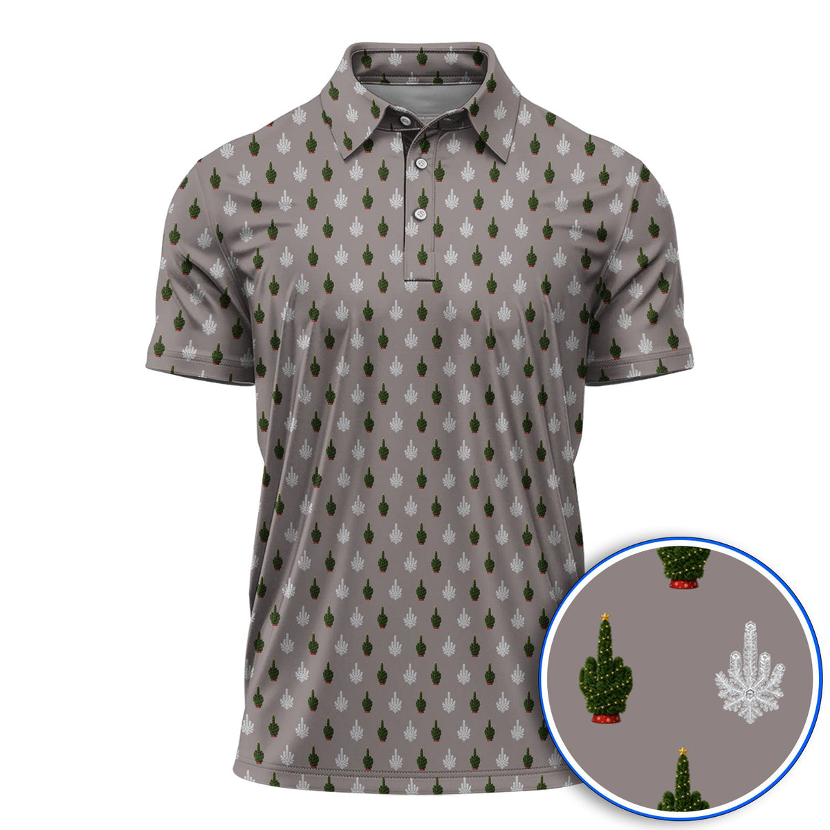 Christmas Tree Pattern Golf Polos, Xmas Golf Shirt, Funny Golf Gift For Golfer
