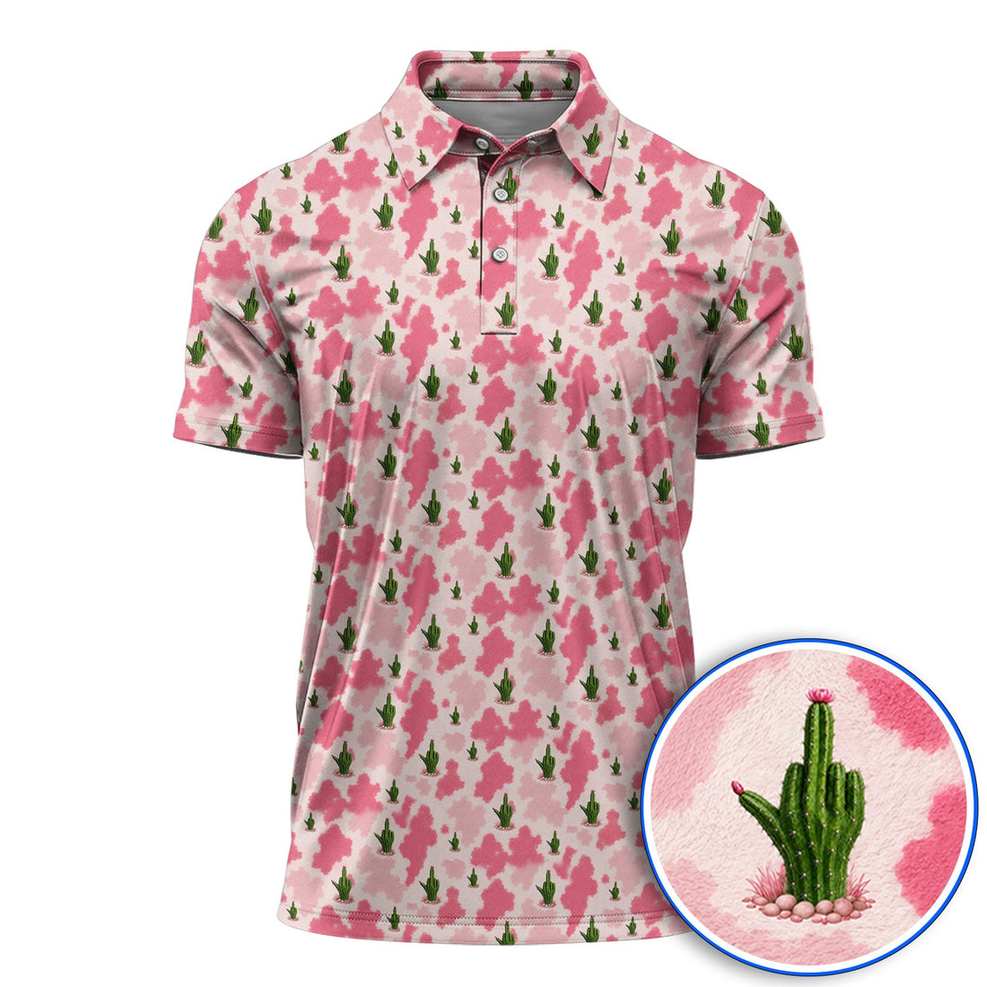 Funny Cowgirl Cactus Golf Polos, Pink Western Pattern Golf Shirt, Cute Cowgirl Golf Gift For Golfers