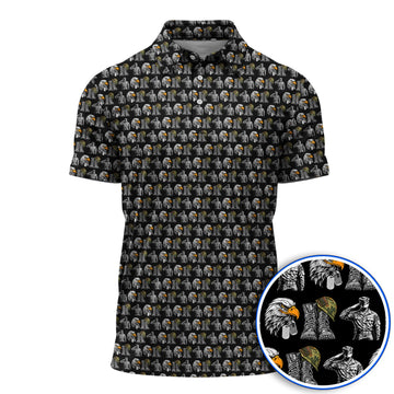 Veteran Eagle Golf Shirt, Military Soldier & Army Tribute Pattern Golf Polos, Patriotic Veterans Day Golf Gift for Golfer