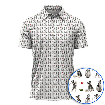 Funny Miniature Schnauzer Golf Shirt, Schnauzer Pattern Golf Polos, Gift For Golf Lovers