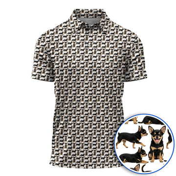 Funny Black Chihuahua Golf Shirt, Cute Chihuahua Golf Pattern Polos, Dog Lovers Golf Gift For Golfer