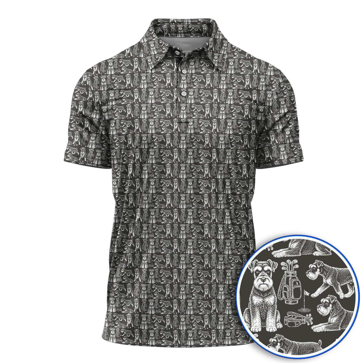 Miniature Schnauzer Golf Polos, Retro Schnauzer Golf Shirt, Crazy Golf Gift For Golfer