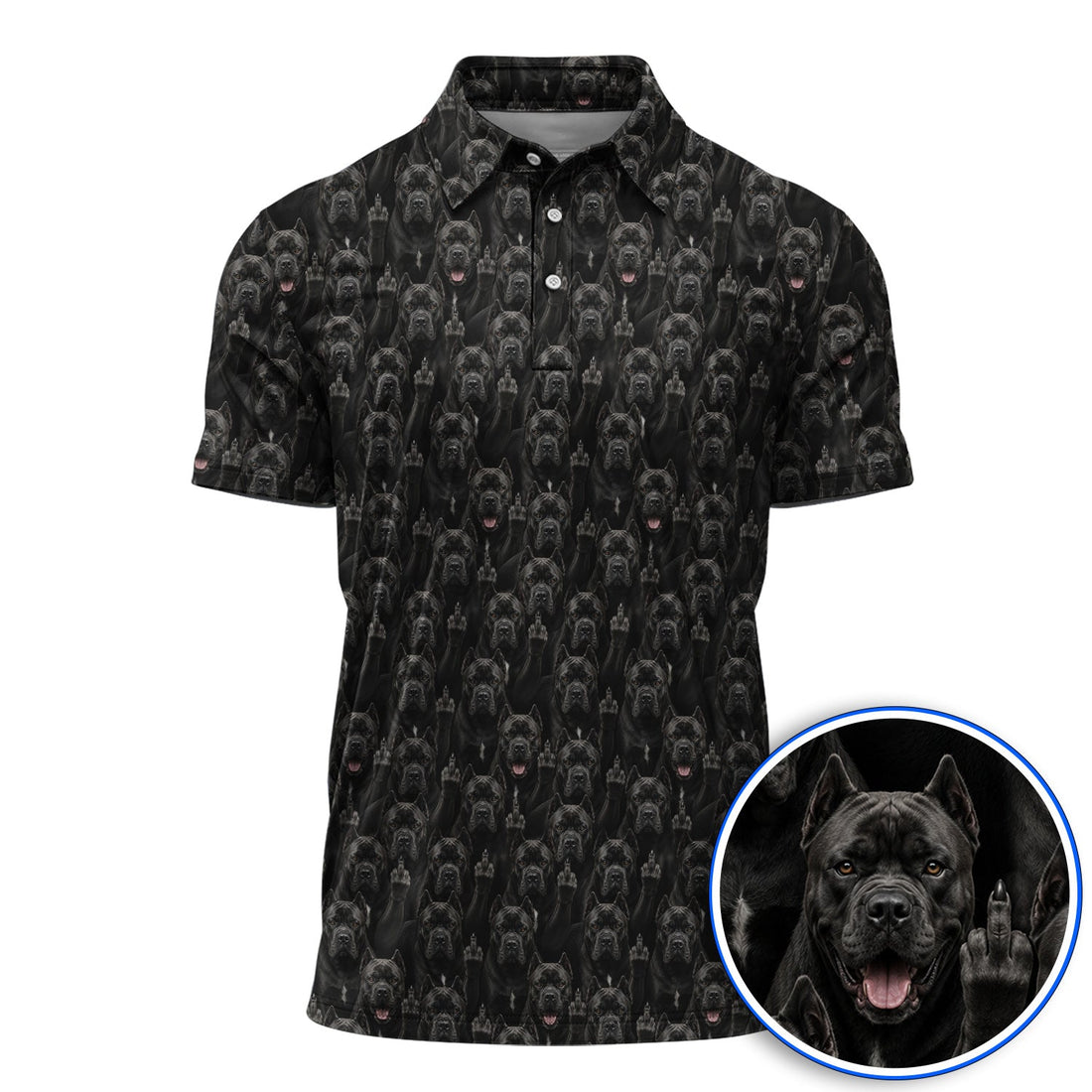 Funny Cane Corso Pattern Golf Shirt, Black Cane Corso Golf Polos for Golfer, Golf Gift for Dog Lovers