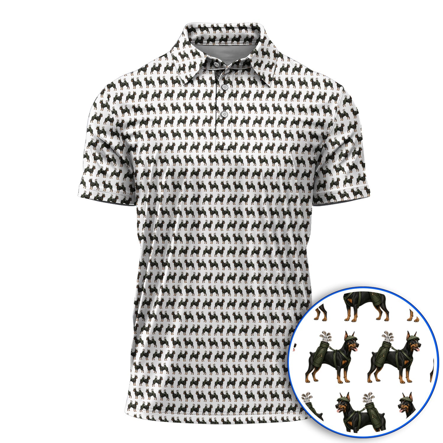 Doberman Golf Polos, Crazy Doberman Pattern Golf Shirt, Dog Lover Golf Gift