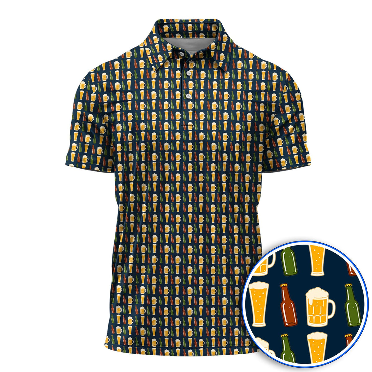 Beer Bottles Golf Polos, Vintage Beer Pattern Golf Shirt, Funny Golf Gift For Golfer