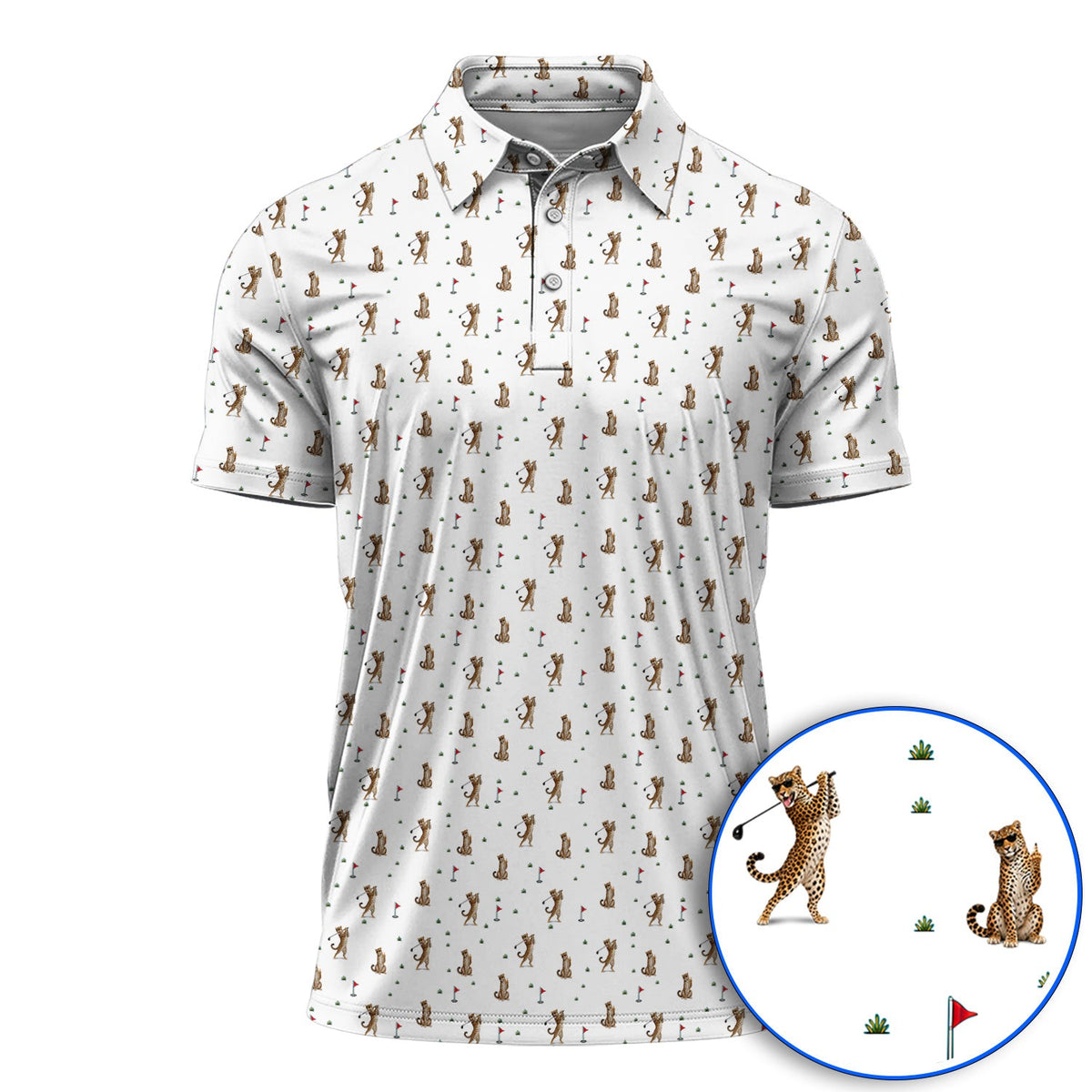 Leopard Golf Polos, Funny Leopard Golf Pattern Shirt, Golf Gift For Golfers