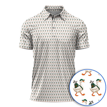 Walking Goose Golf Shirt, Funny Goose Pattern Golf Polos, Golf Gift For Golfer